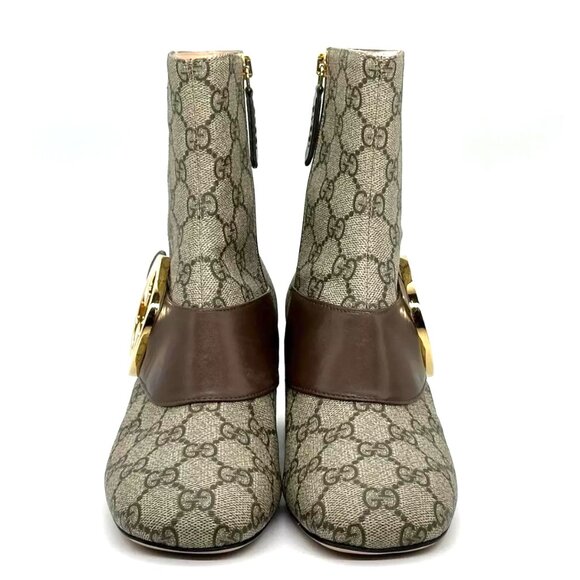 Gucci Blondie Interlocking GG Medallion Logo Ankle Booties Boots Heels - Picture 6 of 16